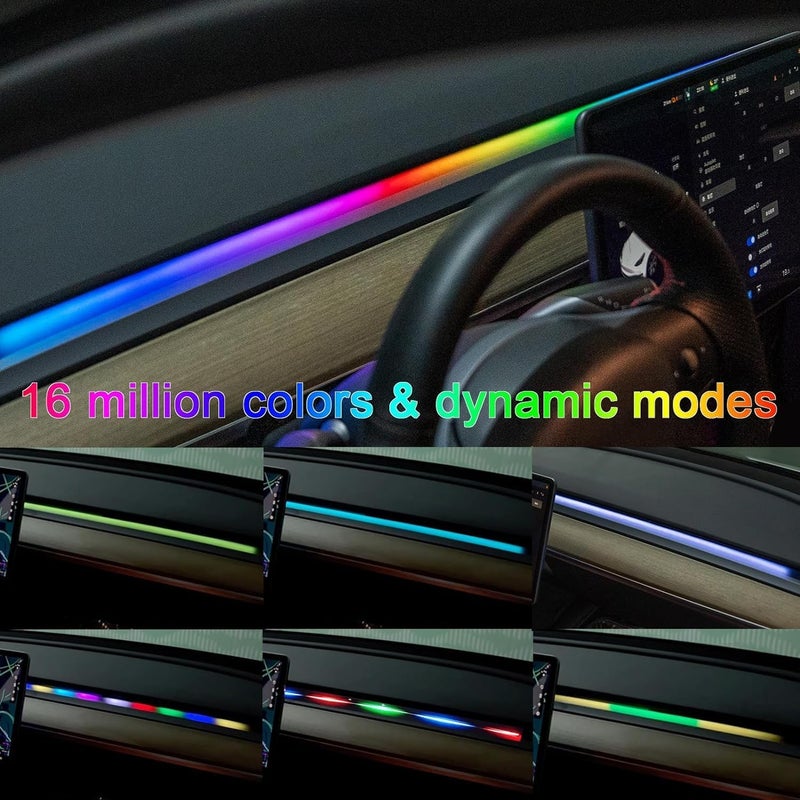 WEBUPAR Dreamcolor Interior Car Lights Strips 55-inch, Tesla Model 3 Model Y Interior car Lights, RGB Neon Light Kits with APP Control, Tesla Ambient Lighting Accessories - Image 2